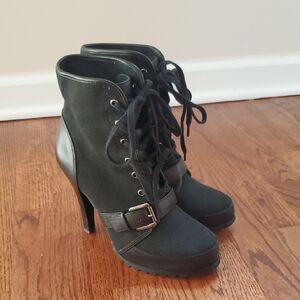 Aldo Black Lace-Up heel Boots